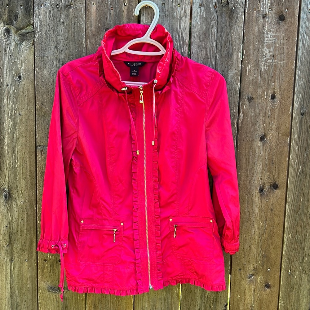 WHITE House Black Market beautiful pink WOMENS  JACKET full zip size 6